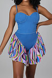 Blue Fashion Shorts Tight Condole Belt Romper Shorts YF9170