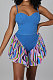 Blue Fashion Shorts Tight Condole Belt Romper Shorts YF9170