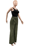 Green Satin Face Stripe Loose Straight Leg Pants JC7065-1