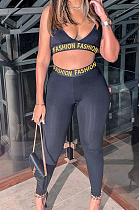 Black Fashion Condole Belt Deep V Neck Strapless Elastic Pencil Pants Two-Piece HMR6019 