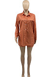 Green Women Long Sleeve Strap Printing Shirt Shorts Sets AD0705-3