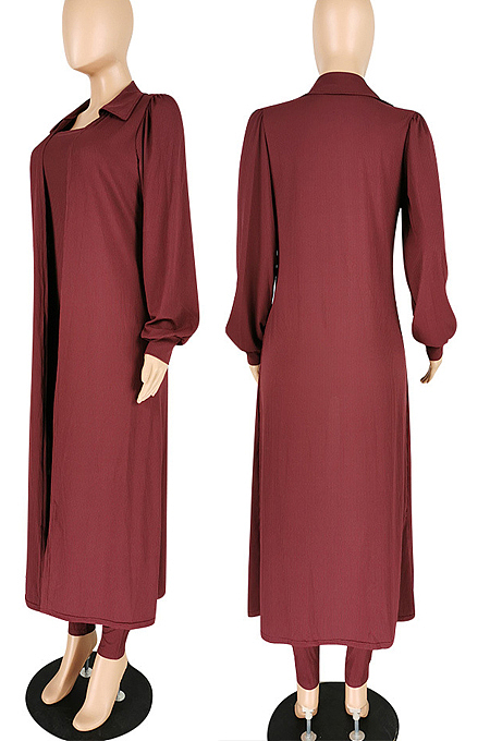 White Autumn And Winter Long Sleeve Coat Strapless Solid Colur Bodycon Jumpsuits Two Piece E8508-1
