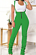 Green Summer Cotton Blend Pure Color Tight Zipper Ruffle Suspender Trousers E8528-5