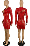 Black Autumn And Winter New Hollow Out Long Sleeve Zipper Pure Colur Hip Mini Dress E8609-2