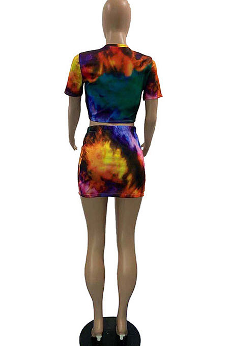 Green Women Splash-Ink Positioning Printing Sexy Skirts Sets DLY8002-2