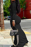 Khaki Elastic Solid Color Square Neck Long Sleeve Ruffle Bodycon Dress YYF8237-1