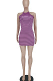 Black Women Tight Hip Strap Condole Belt Off Shoulder Mini Dress YBS86717-1