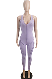 Purple Sexy Casual Pit Bar Bodycon Jumpsuits MLL174-4