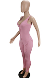 Pink Sexy Casual Pit Bar Bodycon Jumpsuits MLL174-3