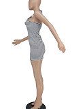 Blue Women Tight Hip Strap Condole Belt Off Shoulder Mini Dress YBS86717-5