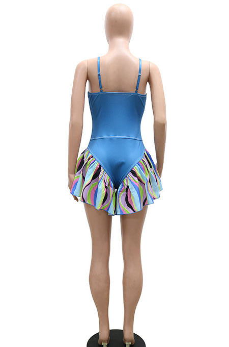 Blue Fashion Shorts Tight Condole Belt Romper Shorts YF9170
