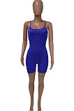 Pink Euramerican Women Pure Color Condole Belt Eyelet Bandage Sexy Romper Shorts Q774-1