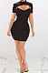 Black Women Sexy Solid Color Condole Belt Dress Smock Two-Pieces Q776-3