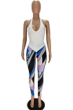 White Halter Neck V Collar Backless Bandage Tank Pencil Pants Slim Fitting Two-Piece MN8377-1