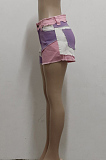 Blue Casual Spliced Elastic Hip Jean Shorts SMR2464-3