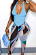 Blue Halter Neck V Collar Backless Bandage Tank Pencil Pants Slim Fitting Two-Piece MN8377-2
