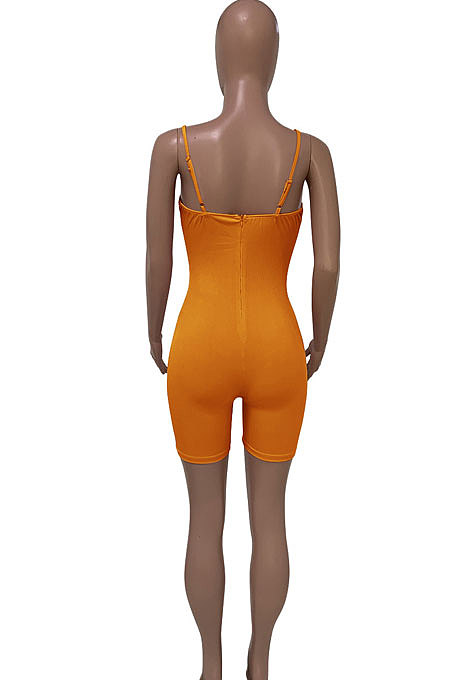 Black Euramerican Women Pure Color Condole Belt Eyelet Bandage Sexy Romper Shorts Q774-5