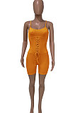 Pink Euramerican Women Pure Color Condole Belt Eyelet Bandage Sexy Romper Shorts Q774-1