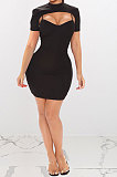 Apricot Women Sexy Solid Color Condole Belt Dress Smock Two-Pieces Q776-1