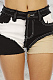 Black Casual Spliced Elastic Hip Jean Shorts SMR2464-1