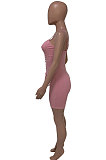 Pink Euramerican Women Pure Color Condole Belt Eyelet Bandage Sexy Romper Shorts Q774-1