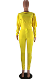 Pink Casual Round Collar Puff Sleeve T-Shirt With Pocket Tied Pencil Pants Sports Sets SMD82078-2