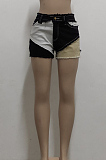 Purple Casual Spliced Elastic Hip Jean Shorts SMR2464-2