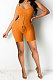 Orange Euramerican Women Pure Color Condole Belt Eyelet Bandage Sexy Romper Shorts Q774-2
