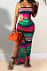 Red Women Sexy Condole Belt Hole Hollow Out Split Multicolor Printing Long Dress AYQ05015-3