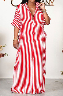 Half Sleeve Loose Strap Shirt Lower Hem Split T Shirt/Shirt Dress HN041