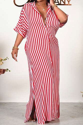 Half Sleeve Loose Strap Shirt Lower Hem Split T Shirt/Shirt Dress HN041