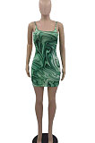 Red Trendy Casual Sexy Backless Condole Belt Printing Mini Dress GB1001-2