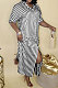 Black Women Strap Printing Split Lower Hem T Shirt/Shirt Dress AYQ05016-2