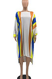 Yellow Euramerican Women Positioning Strap Printing Long Sleeve Loose Midi Dress AYQ05014-1