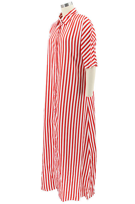 Half Sleeve Loose Strap Shirt Lower Hem Split T Shirt/Shirt Dress HN041