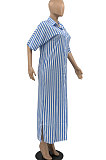 Black Women Strap Printing Split Lower Hem T Shirt/Shirt Dress AYQ05016-2