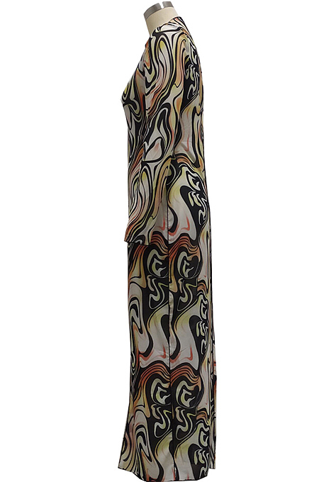 Pine Sexy High Elastic Mesh Printing Long Sleeve Round Neck Boycon Dress SMR10236-1