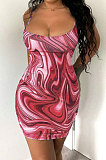 Green Trendy Casual Sexy Backless Condole Belt Printing Mini Dress GB1001-1