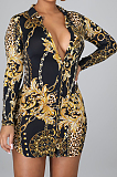 Plaid Pattern Digital Printing Long Sleeve Lapel Neck Single-Breasted Slim Fitting Shirt Dress SMR10186-2