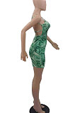 Red Trendy Casual Sexy Backless Condole Belt Printing Mini Dress GB1001-2