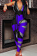 Royal Blue Digital Printing Spliced Halter Neck Deep V Collar Sleeveless Bowknot Sexy Bodycon Jumpsuits SZS8025-3