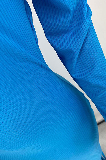Sky Blue Trendy Tassel Backless Solid Color Long Dress AFM60028