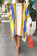 Yellow Euramerican Women Positioning Strap Printing Long Sleeve Loose Midi Dress AYQ05014-1