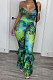 Green Sexy Condole Belt Backless Fashion Printing Bodycon Jumpsuits BYQ1003