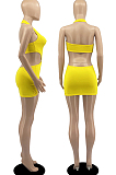 Red New Halter Neck Backless Hollow Out Solid Color Slim Fitting Mini Dress DR8104-2