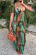Light Brown Digital Printing Short Sleeve Hollow Out With Underwear Slim Fitting Long Dress NYZ6028-1
