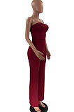 Black Sexy Tight Strapless Collcet Waist Solid Color Wide Leg Jumpsuits LM88813-1