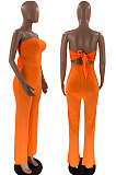 Black Sexy Tight Strapless Collcet Waist Solid Color Wide Leg Jumpsuits LM88813-1