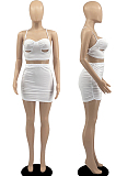 Black Sexy Solid Colur Condole Belt Backelss Strapless Hip Mini Skirts Sets DR8102-3