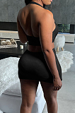 White New Halter Neck Backless Hollow Out Solid Color Slim Fitting Mini Dress DR8104-1